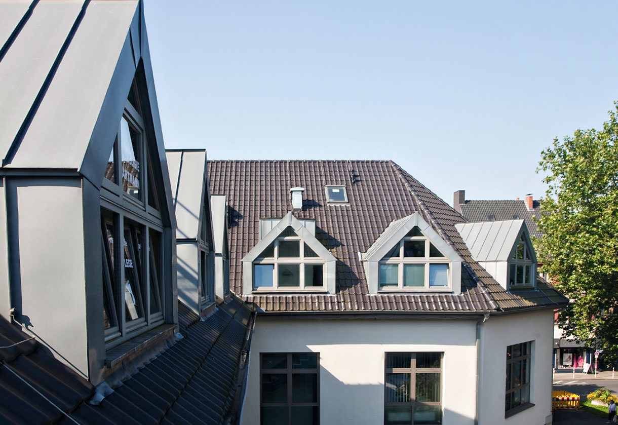 Blick auf die Gauben am Mengeder Markt